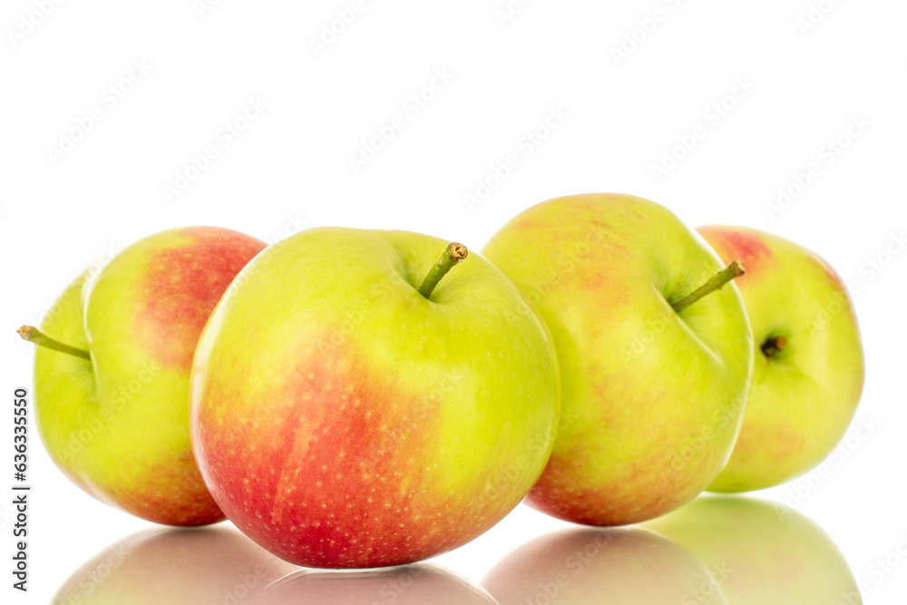 Several sweet juicy apples, macro, isolated on white background. Several sweet juicy apples, macro, isolated on white background.