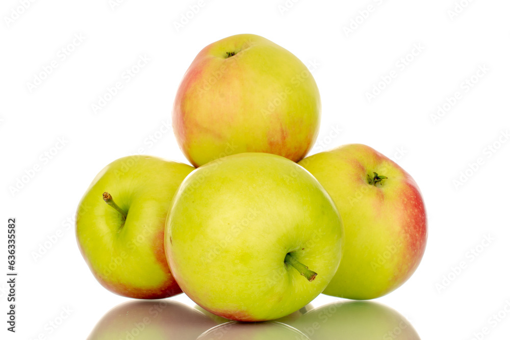 Several sweet juicy apples, macro, isolated on white background. Several sweet juicy apples, macro, isolated on white background.