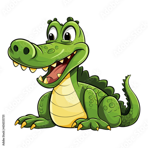 Cartoon crocodile isolated on white background, vector illustration.