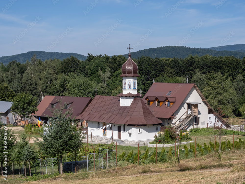 The church and hermitage of St. John the Baptizer, at the foothill of the mountain Parang, in Bumbesti Jiu, Romania. It is a hermitage of old rite Christian monks.