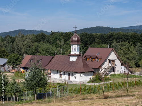 The church and hermitage of St. John the Baptizer, at the foothill of the mountain Parang, in Bumbesti Jiu, Romania. It is a hermitage of old rite Christian monks.