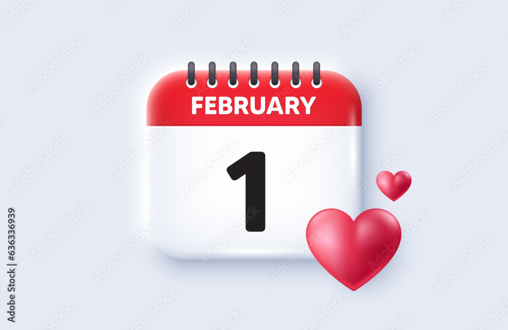 1st day of the month icon. Calendar date 3d icon. Event schedule date. Meeting appointment time. 1st day of February month. Calendar event reminder date. Vector 1st day of the month icon. Calendar date 3d icon. Event schedule date. Meeting appointment time. 1st day of February month. Calendar event reminder date. Vector