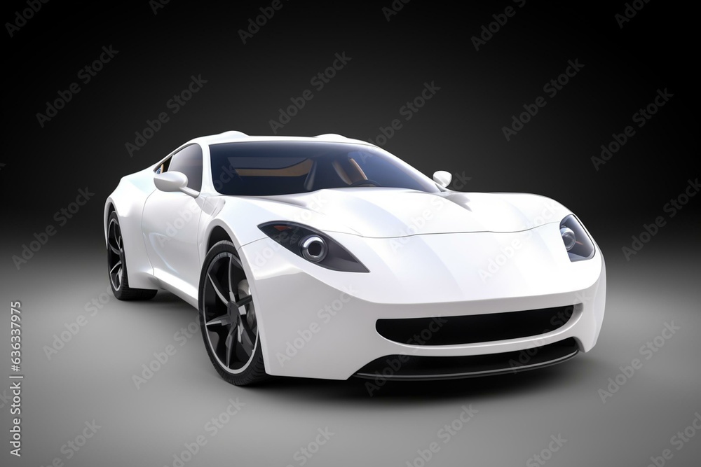 Isolated white electric sports car. Generative AI