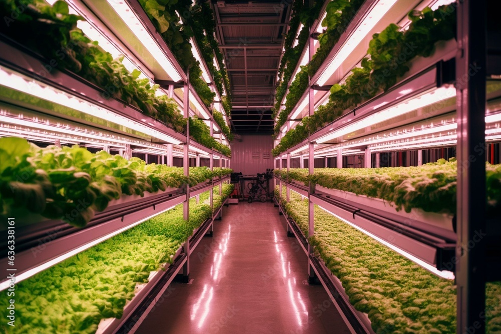 In-depth view of vertical farming. Generative AI