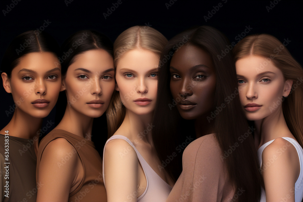 Generative AI portrait group of attractive female fashion models amazing appearance skin all races tones ethnicity Generative AI portrait group of attractive female fashion models amazing appearance skin all races tones ethnicity
