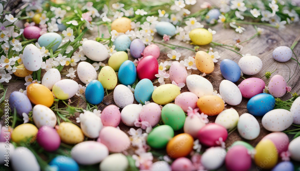 Obraz premium Easter eggs with small flowers