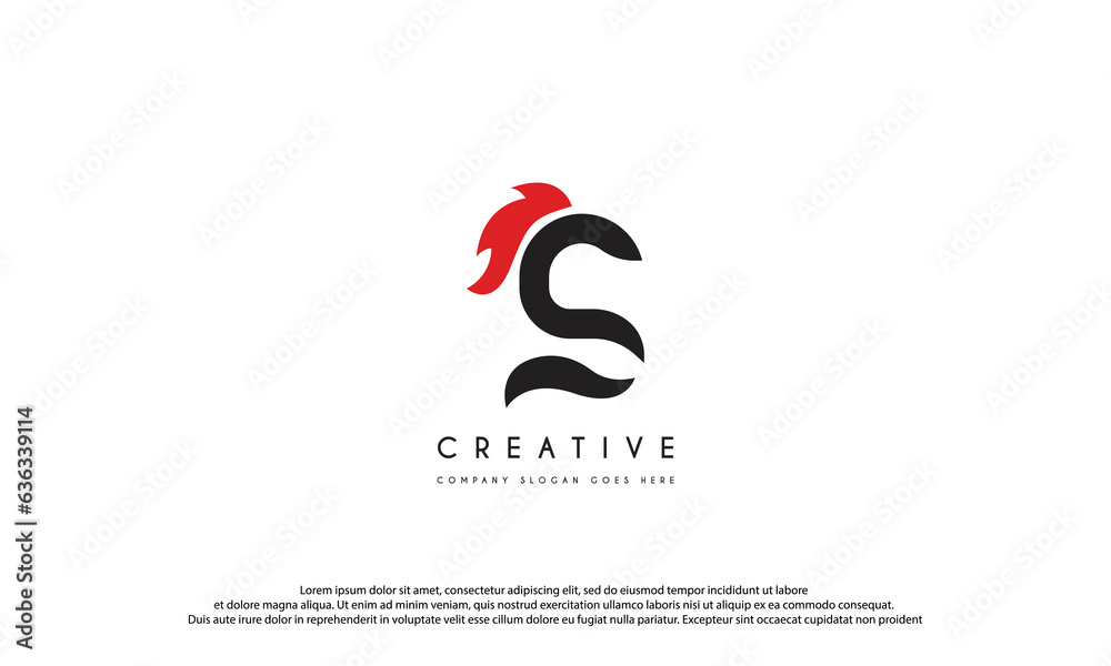 Obraz premium Initial letter S spartan helmet logo design isolated on white background