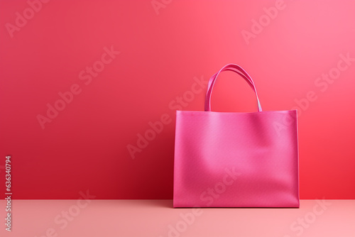 pink shopping bag. Online shopping concept