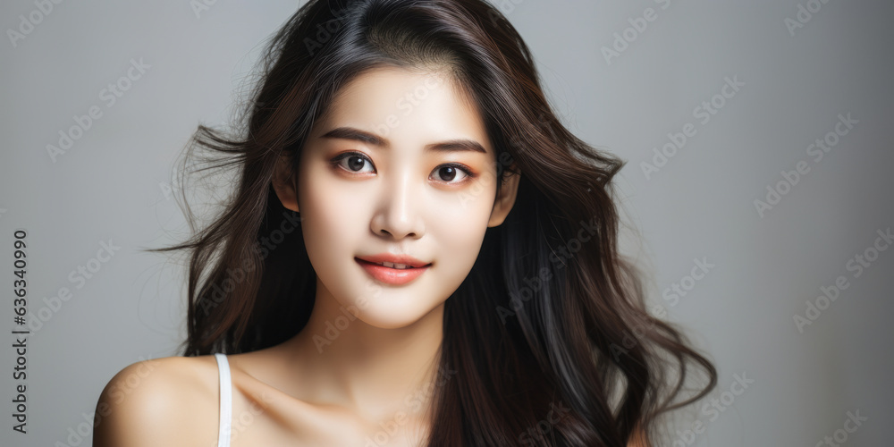 Asian Woman with Smooth Skin in Studio Light: An Asian woman with smooth skin, photographed in studio light. Asian Woman with Smooth Skin in Studio Light: An Asian woman with smooth skin, photographed in studio light.