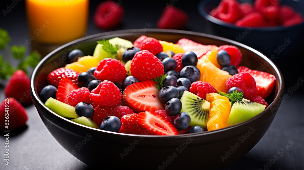vitamin and refreshing fruit salad close-up, healthy eating generative ai vitamin and refreshing fruit salad close-up, healthy eating generative ai