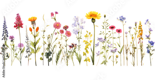 Array of wildflowers in different sizes and shapes. Watercolor style design cutouts with transparency available.  © Got Pink?