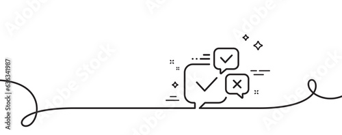 Online voting line icon. Continuous one line with curl. Internet vote sign. Web election symbol. Online voting single outline ribbon. Loop curve pattern. Vector