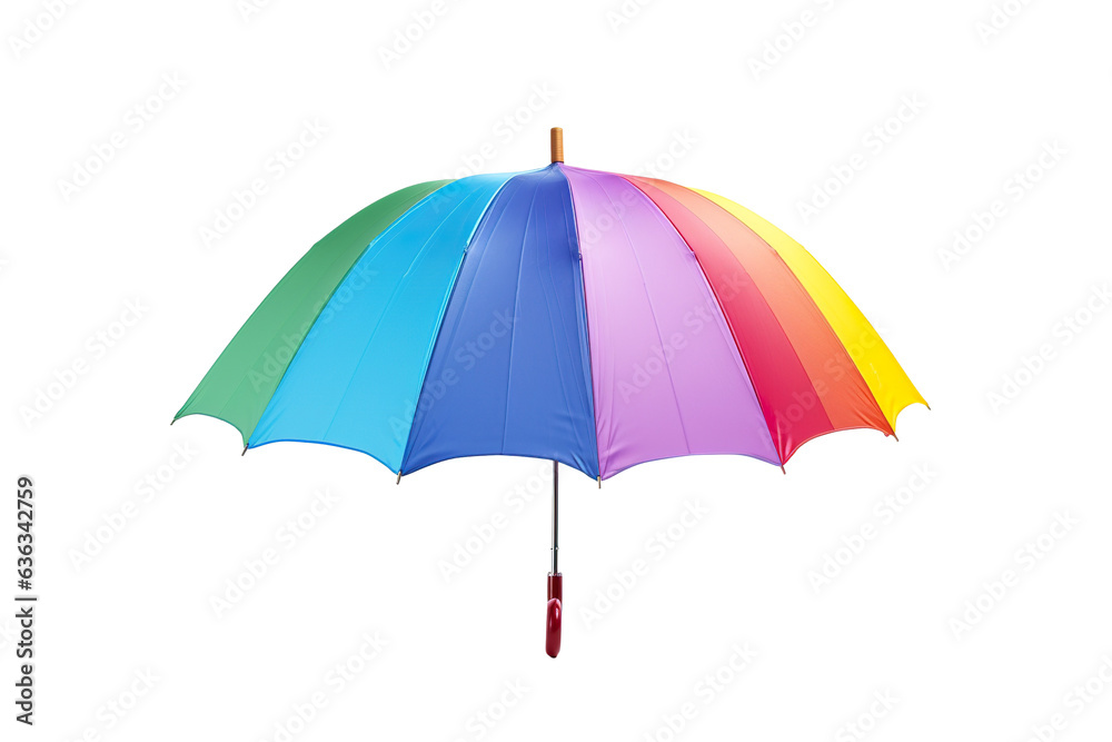 A rainbow umbrella on a white background isolated PNG