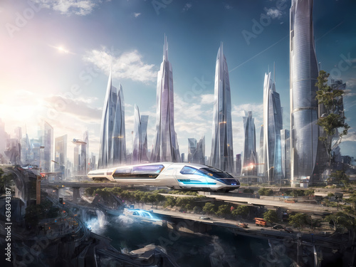 City of Tomorrow  Futuristic Urban Landscape and Advanced Transport