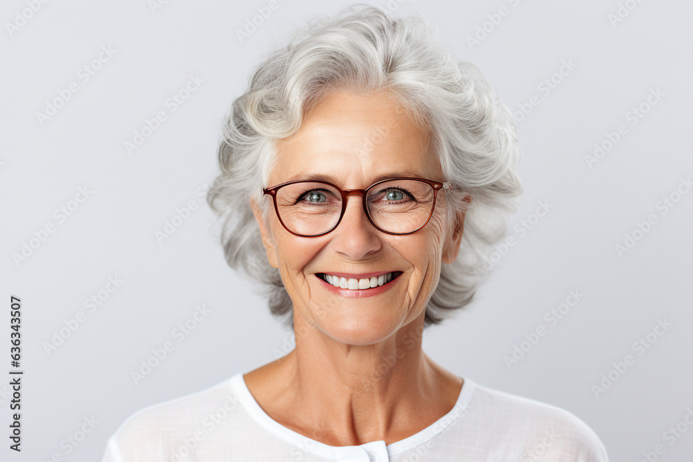 Generative AI portrait of senior charming business woman smiling overjoyed and satisfied Generative AI portrait of senior charming business woman smiling overjoyed and satisfied