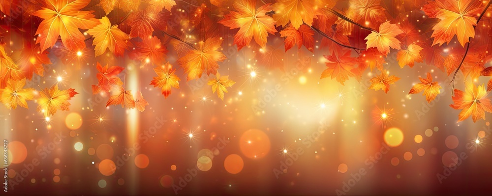 autumn leaves shiny orange background illustration