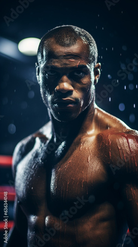 Gloved Grace: African American Boxer's Athletic Prowess, Generative AI