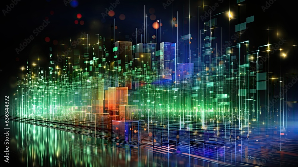 Fototapeta premium AI-generated illustration of generic big data. MidJourney.