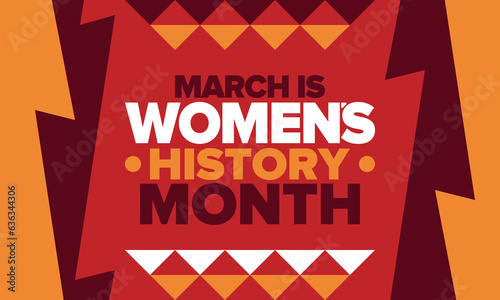 Women's History Month. Celebrated annual in March, to mark women’s contribution to history. Female symbol. Women's rights. Girl power in world. Poster, postcard, banner. Vector illustration
