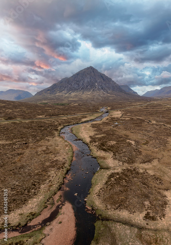 Buachaille Etive Mor and River Etive simulated sunset photo