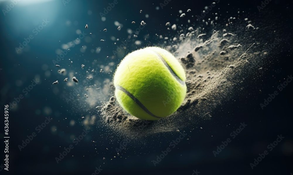 Dynamic Tennis Ball in Motion on Green Background