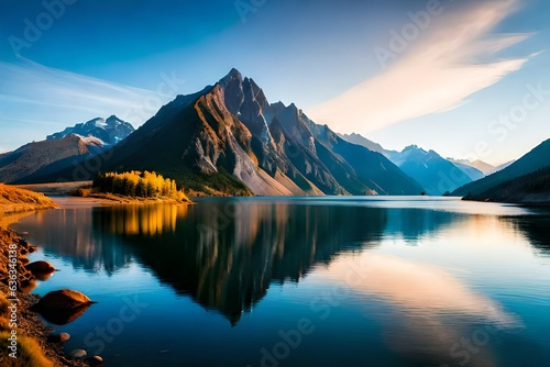 Mountain with lake reflection