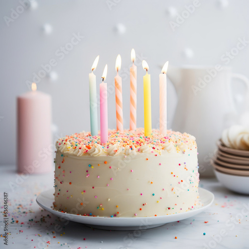 Colorful Confetti Surrounding Birthday Cake