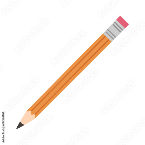 Wooden pencil. Tool for drawing. School stationery. Hand-drawn colored flat vector illustration isolated on white.