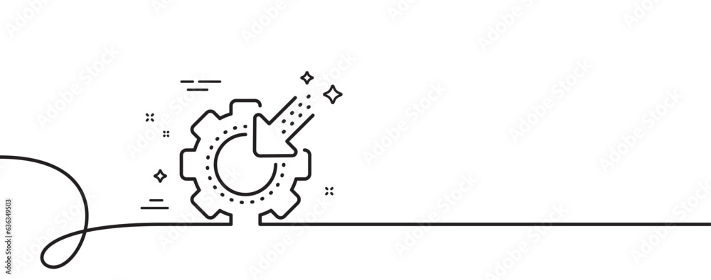 Seo gear line icon. Continuous one line with curl. Settings cogwheel sign. Traffic management symbol. Seo gear single outline ribbon. Loop curve pattern. Vector