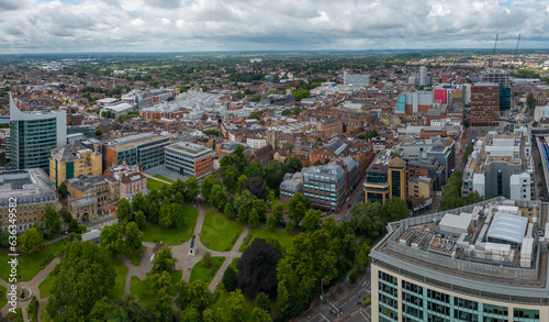 Bild auf Leinwand Wide Aerial Panorama of Reading Town Centre, United Kingdom