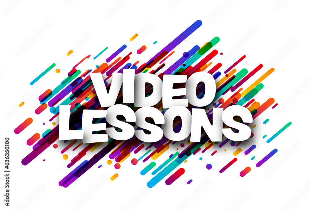 Video lesson sign over colorful brush strokes backgaround. Video lesson sign over colorful brush strokes backgaround.