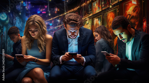 People on phone  phone addiction concept  Smartphone and Internet Addiction  Generative AI
