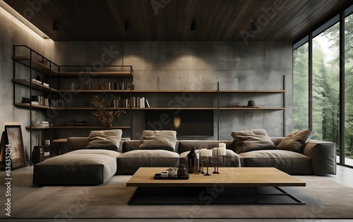 Interior Design featuring Bamboo Armchair and Brown Accents. Generative AI