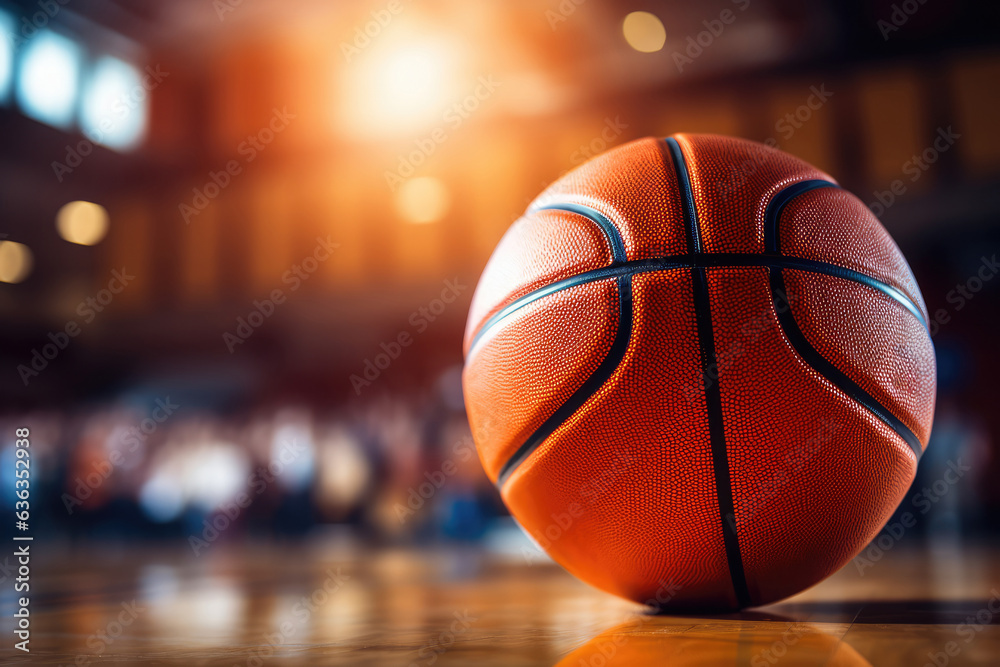 Basketball on a Hardwood Court - AI Generated Basketball on a Hardwood Court - AI Generated