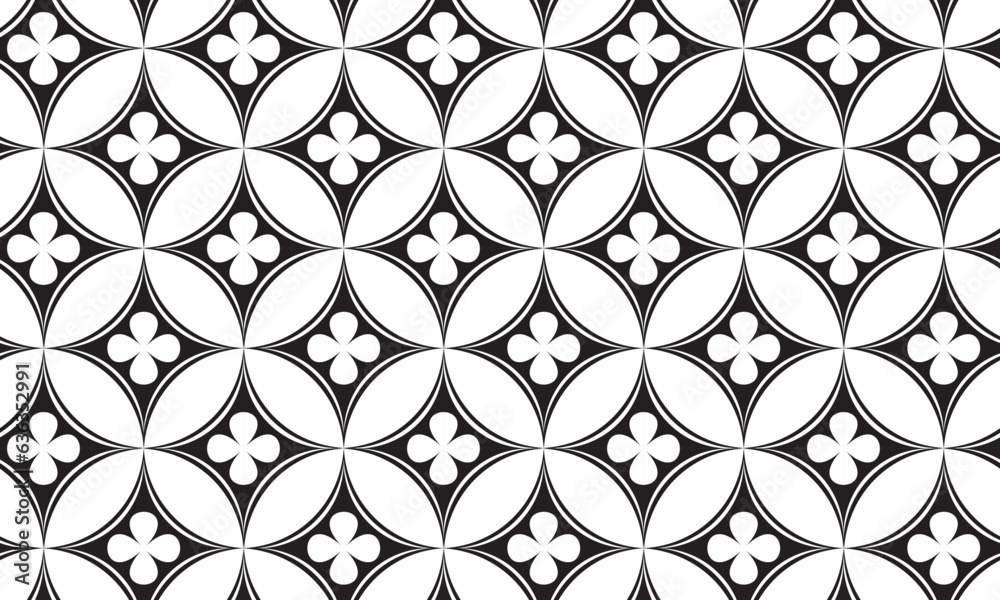 Indonesian batik motif with floral pattern.  indonesian batik seamless pattern vector.  black white seamless pattern background