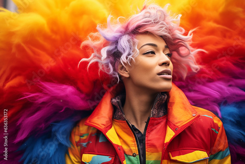 the man in rainbow clothes photo