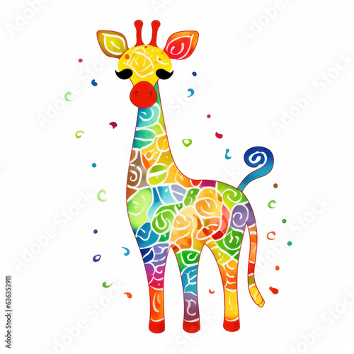 Giraffe illustration cartoon (AI Generated)