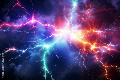 Fotografia, Obraz lightning strike colored 3d rendering element