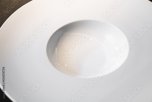 Luxury white dish - plate and bowl in the middle of it for any food decoration