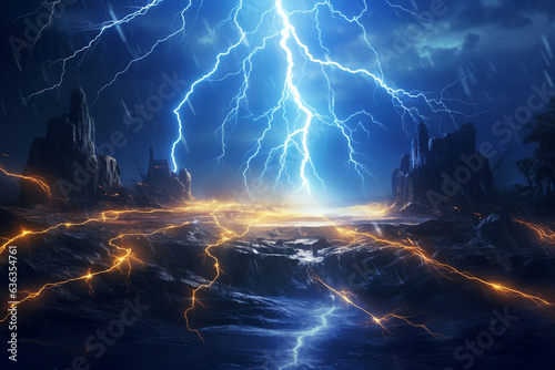 Canvas Print lightning strike colored 3d rendering element