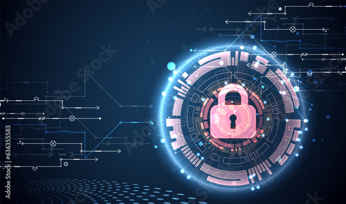 Data security Illustrates cyber data or information privacy idea. Color internet technology.