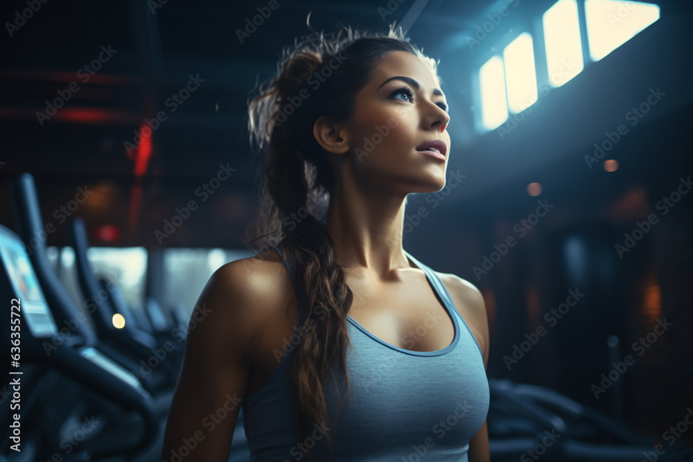 Close up image of attractive fit woman in gym Close up image of attractive fit woman in gym