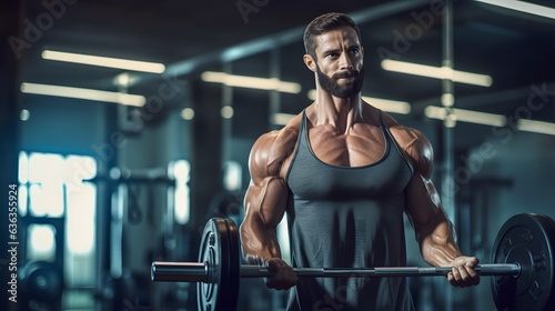 Handsome Young Man Working Out Biceps - Dumbbell Concentration Curls