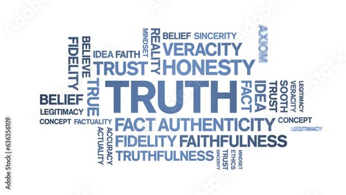 Truth animated tag word cloud;text design animation kinetic typography seamless loop. photo