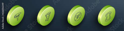 Set Isometric line Carrot, Vegan pizza slice, Sprout and Leather icon. Vector