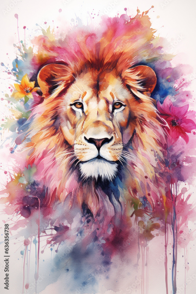 Fototapeta Lion illustration (AI Generated) 