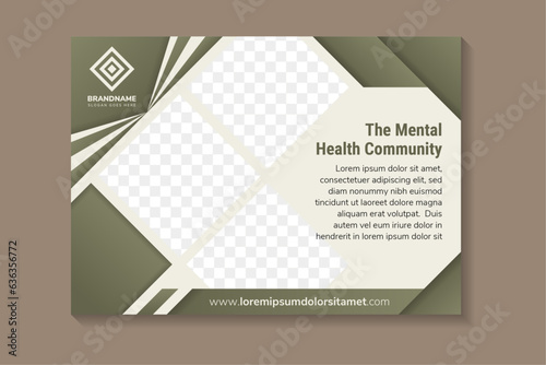 collection of green and grey horizontal business web banner for mental health. vector templates. clean modern geometric abstract background layout for website design. simple creative cover header.