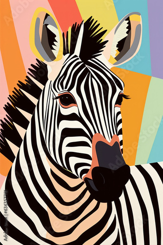 Cute cartoon zebra illustration  AI Generated  