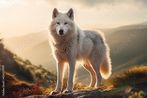 Lobo branco na montanha - Papel de parede photo