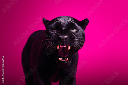 Pantera negra no fundo rosa - Papel de parede